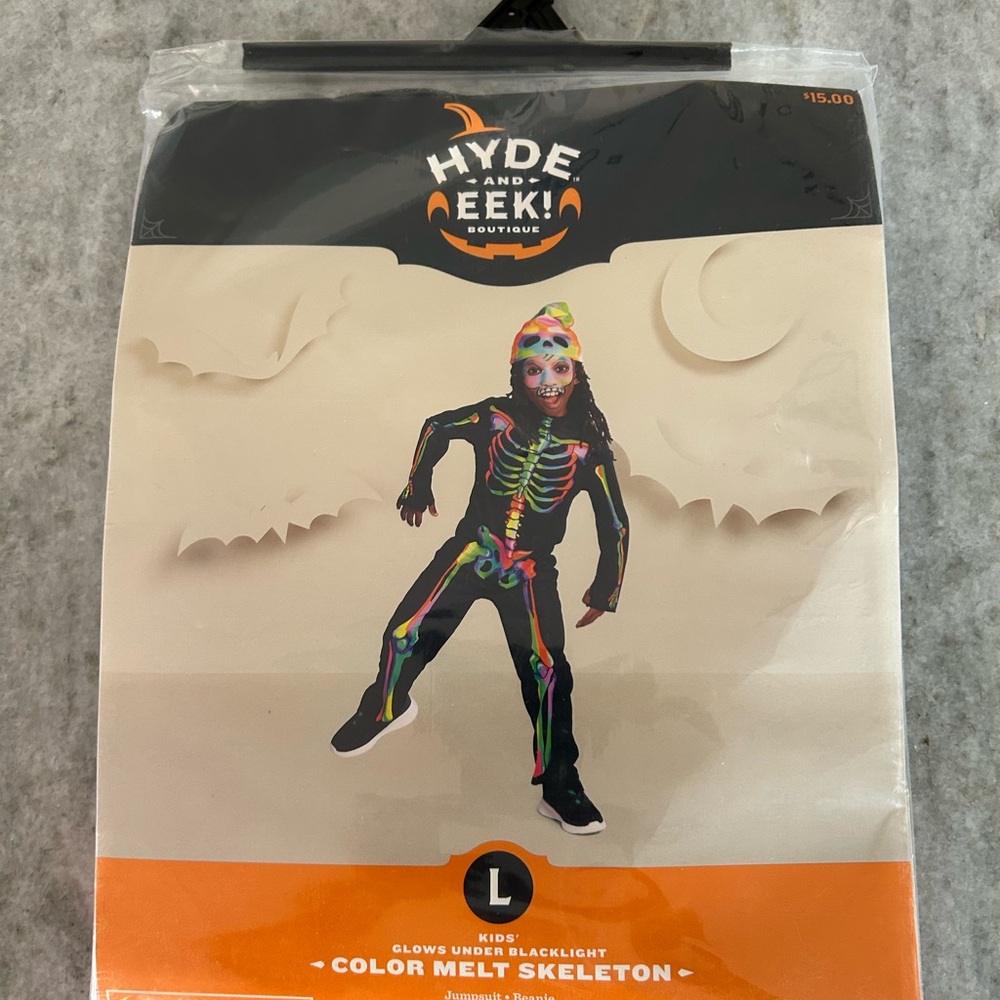 Hyde & Eek! Kids Colorful Skeleton Costume Size L
